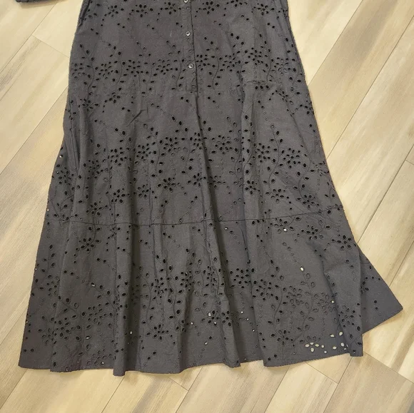 Ted Baker midi dress women's 4 black 100% cotton broderie relaxed fit new $395 - Picture 9 of 14